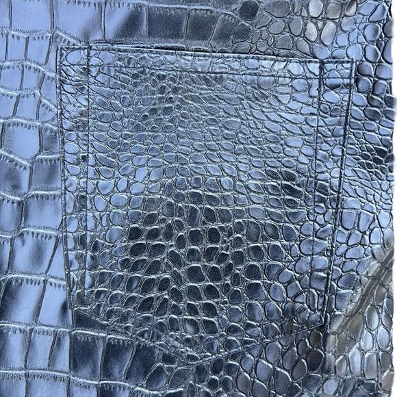 Women's Black Crocodile Skin Skinny Leather Pants - Stylish And Chic Design NWT - Picture 9 of 17